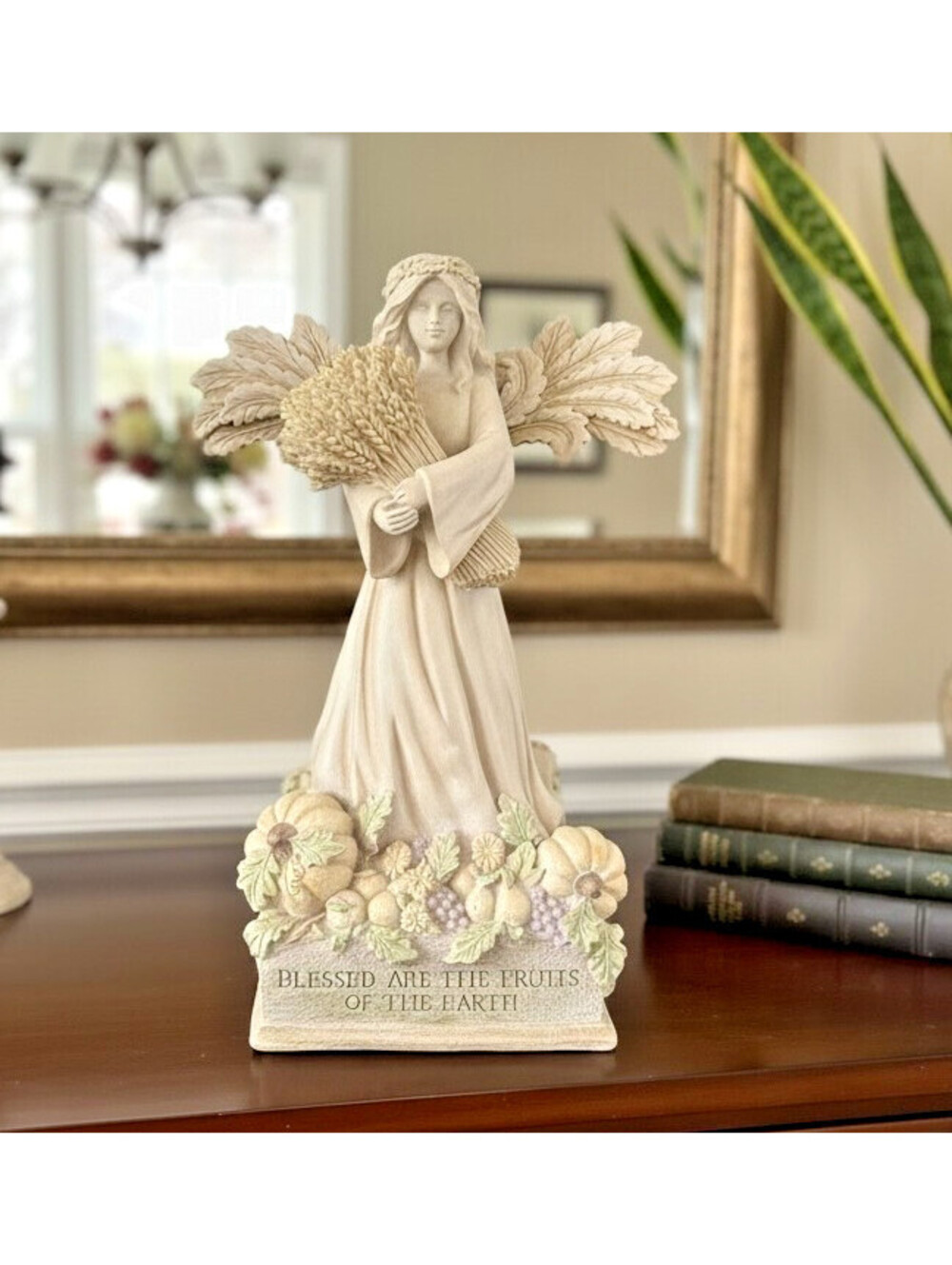 Large Harvest Angel Figurine Blessed Are the Fruits of the Earth 11” Resin Fall